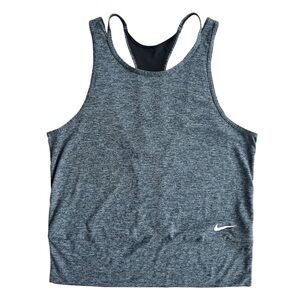 Nike Women’s Sz Large Gray Black Studio Cutout Dri-fit Training Tank #904460-010